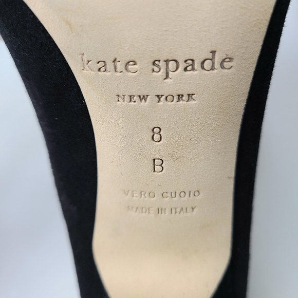 Kate Spade New York Black Marabou Suede Feather Pom Pumps - Picture 9 of 11